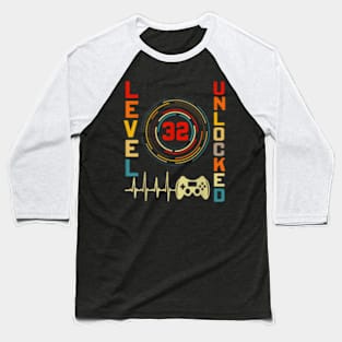 Level 32 Video 32th Birthday Baseball T-Shirt